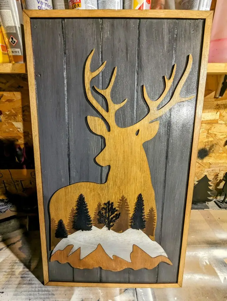 tableau cerf et forêt