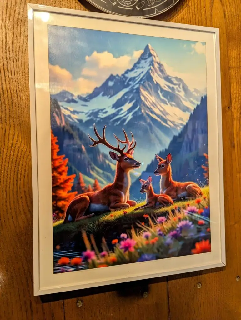 gravure animaux et montagne